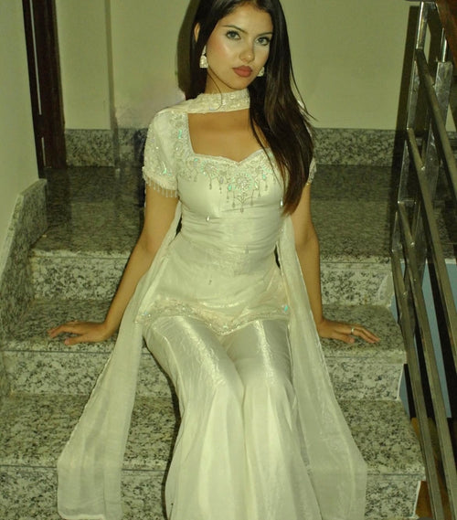 MEHER - Ivory Embellished Sharara Set