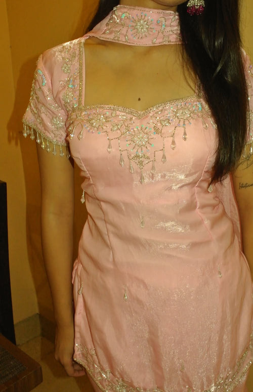 NOOR - Blush Pink Sharara Set