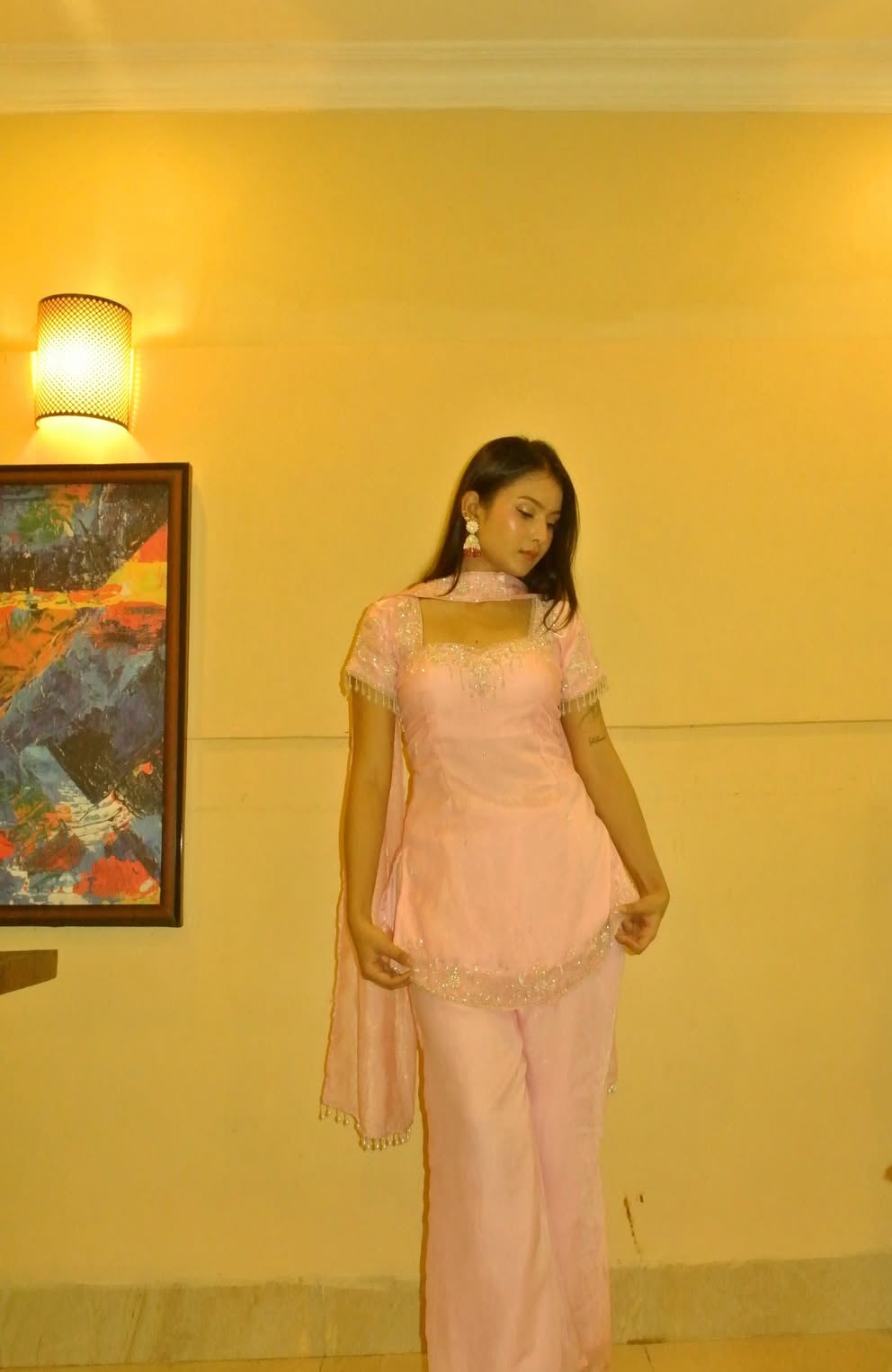 NOOR - Blush Pink Sharara Set